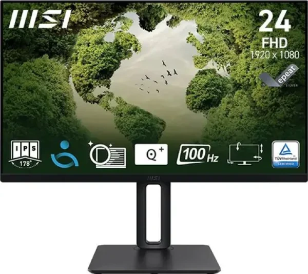 23.8" MSI PRO MP245PG černá / FHD / IPS / 16:9 / 4ms / 1300:1 / 300cd-m2 / HDMI+DP+VGA / VESA (9S6-3PC19M-005)
