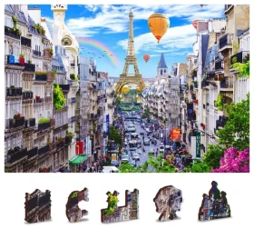 WOODEN CITY Dřevěné puzzle Rušná Paříž 2v1
