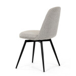 Židle jídelní, krémová látka, 360° otočný mechanismus, černý matný lak, kovové nohy