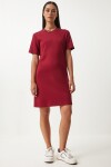 Happiness İstanbul Women's Claret Red Crew Neck Knitted Dress