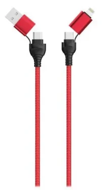 2GO černá, červená / Nabíjecí kabel 4v1 / USB-A, USB-C - USB-C, Lightning / 1,2 m (797370)