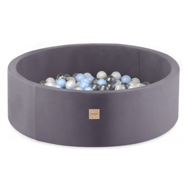 PLUSH NEST PLUSH NEST Suchý bazén kulatý Samet (šedý) Ø 90 × 30 cm s 200 míčky