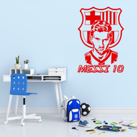 Samolepka Lionel Messi 10 Barva: červená, Velikost: 40 x 28 cm