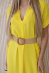 Šaty 5904 s ozdobným páskem - Žlutá UNI žlutá