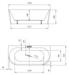 CERSANIT - Volně stojící akrylátová vana ke zdi CREA 170X83 S301-301