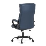 Kancelářské křeslo, tmavě modrá ekokůže, taštičkové pružiny, kovový kříž, kolečka na tvrdé podlahy