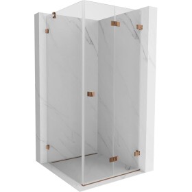 MEXEN/S - Lunar-F sprchový kout skládací dveře pravá 90 x 90, transparent, różowe złot 836-090-090-60-00-P