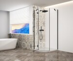 GELCO - TRINITY BLACK čtvrtkruhový kout 900x900 levý, čiré sklo, GT6590CL-B GT6590CL-B