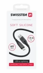 SWISSTEN SOFT SILICONE datový kabel Lightning 1.5m černá / 60W / 3A / 1x USB-A(M) / 1x Lightning(M) (71533010)