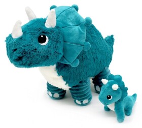PTIPOTOS Plyšový triceratops Penelops modrý - máma s miminkem