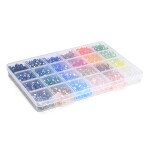 Velká sada - broušené skleněné korálky s AB efektem - mix barev - 8 x 7 mm - krabička