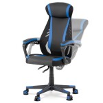 Herní křeslo, modrá, černá ekokůže a černá látka a síťovina MESH, PCA mech