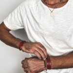 Luxusní pánský náhrdelník Antonio Gold - červený jaspis, Červená 45 cm