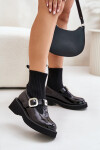 Lakované Boty Se Ponožkou A Přezkou Černé MR880-076 36