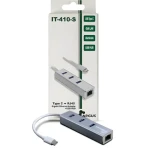 Inter-Tech Argus IT-410-S šedá / LAN adaptér / USB-C / Gigabit Ethernet / 3x USB 3.0 hub / hliníkové tělo (88885472)