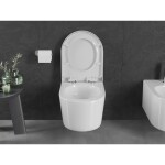 MEXEN/S - Sofia Závěsná WC mísa Rimless Tornado včetně sedátka s slow, duroplast, bílá lesk 30540200T