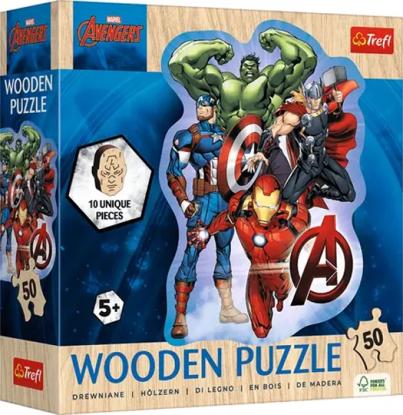 Trefl - Puzzle - Dřevěné obrysové puzzle Avengers a jejich dobrodružství