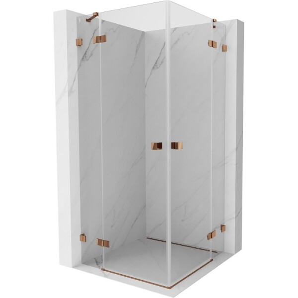MEXEN/S - Lunar Duo sprchový kout dveře křídlové 95 x 95, transparent, růžové zlato 834-095L-095P-60-00