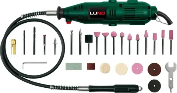 Lund Minibruska 135 W / Multifunkční bruska / 230V / 10000-35000 ot./min / 40 ks příslušenství (TO-79314)