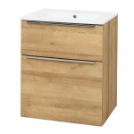 Mereo Mailo, koupelnová skříňka s keramickým umyvadlem 61 cm, dub Riviera, elox AL madlo CN520A