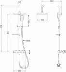 MEXEN/S - KX49 sprchový sloup s termostatickou baterií, černá / zlato 771504991-75