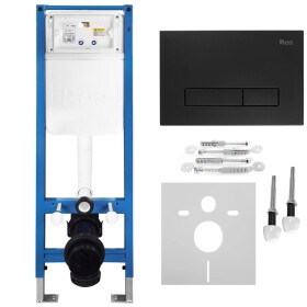 REA - Podomítkový Instalační Set Slim 024N pro WC s Tlačítkem HD Black KPL-E1633