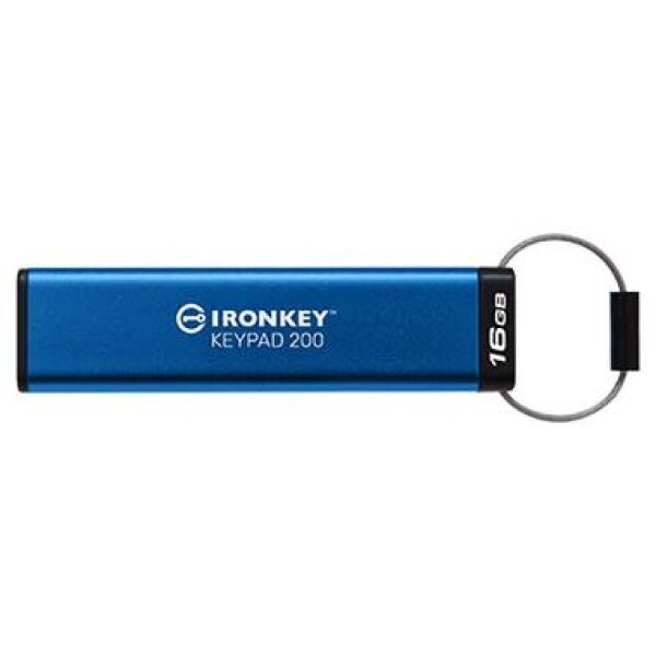 Kingston IronKey Keypad 200 16GB modrá / Flash Disk / USB 3.0 / čtení: až 145MBs / zápis 30MBs / 256bit AES (IKKP200/16GB)