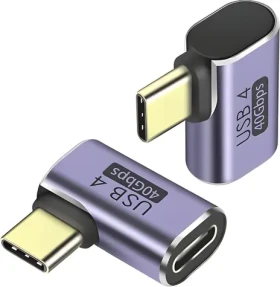 PremiumCord Adaptér USB-C samice - USB-C samec zahnutý 90° / Redukce / USB4 40Gbps / 100W PD / Aluminium (kur31-40)