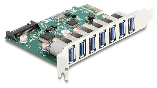 Delock PCI Express karta 7x USB-A / Řadič / USB 3.2 Gen 1 5 Gbps / PCIe x1 (90104)