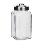 MADAM STOLTZ Skleněná dóza Steel Lid 2 l, čirá barva, sklo, kov