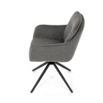 Židle jídelní, 180° otočný mechanismus, lanýžová voděodolná látka, černý kov