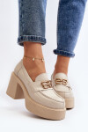Zazoo 20170 Dámská kožená obuv na podpatku světle béžové 40