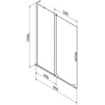 MEXEN/S - Velar L dvoukřídlá posuvná vanová zástěna 95 x 150, transparent, zlatá kartáčovaná 896-095-003-01-55