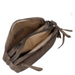 Semišová dámská crossbody kabelka Lory, šedo-béžová