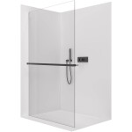 CERANO Sprchová zástěna Walk-in Crystal L/P - 10 mm + polička/držák na ručníky - bezvzpěrový systém - černá matná, transparentní sklo - 160x200 cm