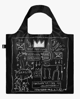 Skládací nákupní taška LOQI JEAN-MICHEL BASQUIAT Crown Black Metallic