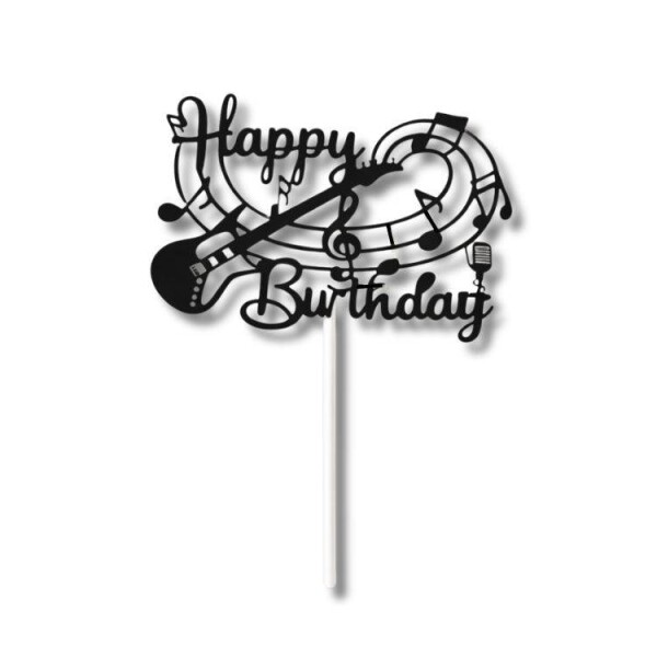 Cesil Cesil Zápich do dortu černý Happy Birthday hudebník