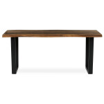Stůl jídelní, 180x90x75 cm, MDF deska, dekor staré dřevo, kovová nohy ve tvaru U, černý matný lak