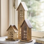 Bloomingville Dřevěný svícen Culine Mango Wood – set 3 ks, přírodní barva, dřevo