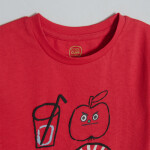 Bavlněné tričko s krátkým rukávem a potiskem- červené - 92 RED