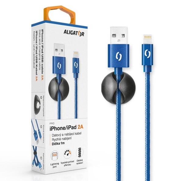 Aligator Datový kabel premium 2A Lightning, modrý DATKP14