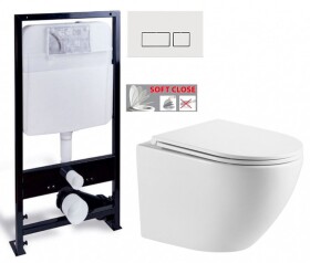 PRIM - předstěnový instalační systém s bílým tlačítkem 20/0042+ WC INVENA LIMNOS WITH SOFT, včetně soft/close sedátka PRIM_20/0026 42 LI1