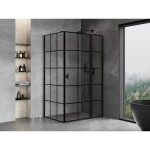 MEXEN/S - Mist T sprchový kout dveře křídlové pravá 90 x 80, černá dekor, černá 8A4T-090-080-70-77-P