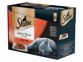 Sheba SELECT SLICES in Gravy Šťavnatý výběr 12pack 1020g / Kapsičky pro kočky (3065890095939)