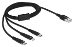 DeLock USB-A 3v1 Lightning, Micro-USB, USB-C černá / Nabíjecí kabel / 1 m (87155)