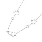 Ocelový náhrdelník Lauro - chirurgická ocel, hvězdy, Stříbrná 40 cm + 5 cm (prodloužení)
