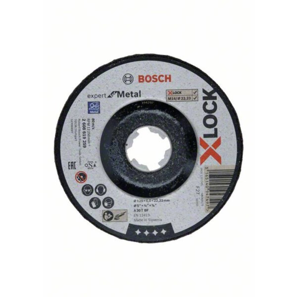 BOSCH Expert for Metal systému X-LOCK 2608619259 / Brusný kotouč s přesazeným středem / 125 x 6 x 22.23 mm / A 30 T BF (2608619259)