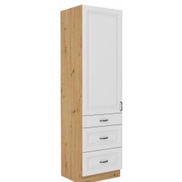 Vysoká potravinová skříňka Stilo 60 DKS-210 3S 1F - Premium Box Barva korpusu: Dub artisan, Barva dvířek: Bílá