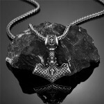 Pánský náhrdelník Thórovo kladivo - MJOLNIR, oboustranný přívěsek, 60 cm Vintage