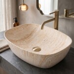 REA - Umyvadlo na desku Freja - Travertine Matt REA-U6689